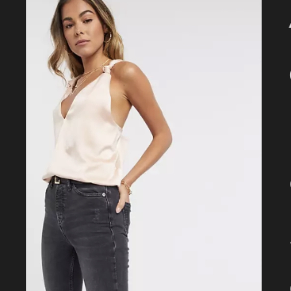 ASOS Knotted Shoulder Silky Tank Top